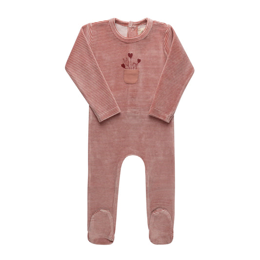 Ely's and Co Striped Footie -Pink