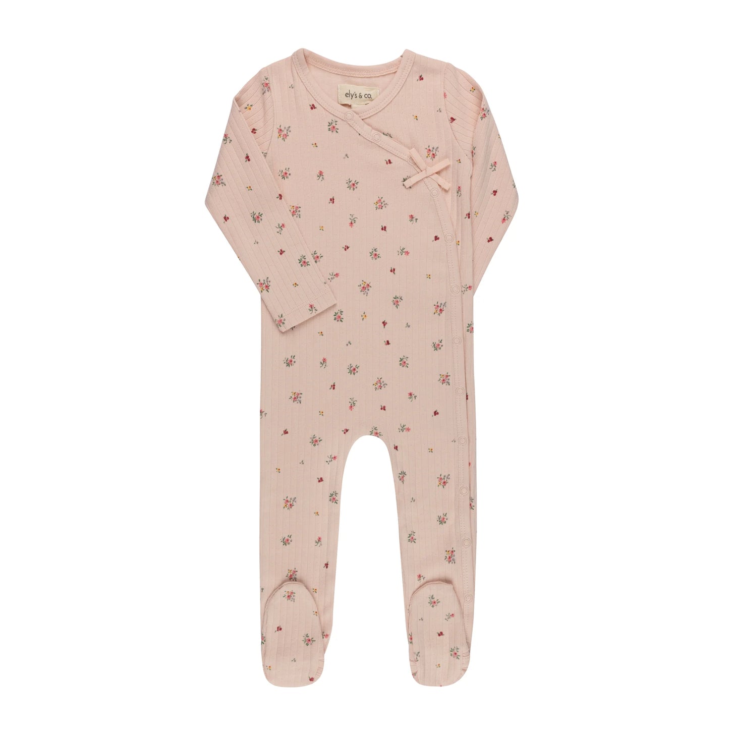 Ely's and Co Printed Floral Star Collection  Footie- Pink Floral
