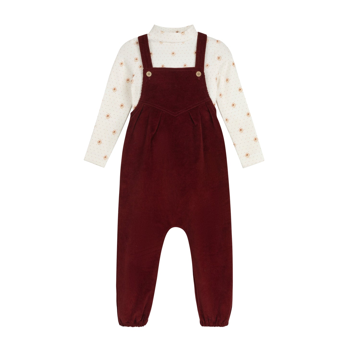 Ely's and Co Floral Dot overall with Mockneck - Pink