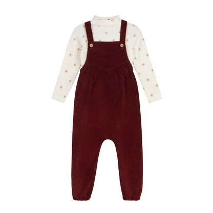Ely's and Co Floral Dot overall with Mockneck - Pink