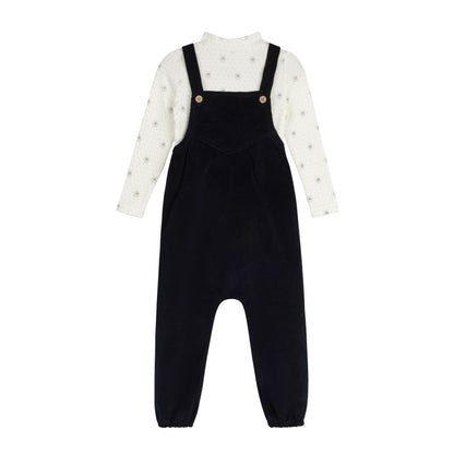 Ely's and Co Floral Dot overall with Mockneck - Blue