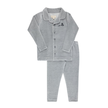 Ely's and Co Light Blue Velour Stripe Collection Pajama