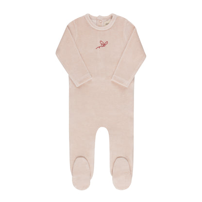 Ely's and Co Light Pink Velour Stripe Collection Footie