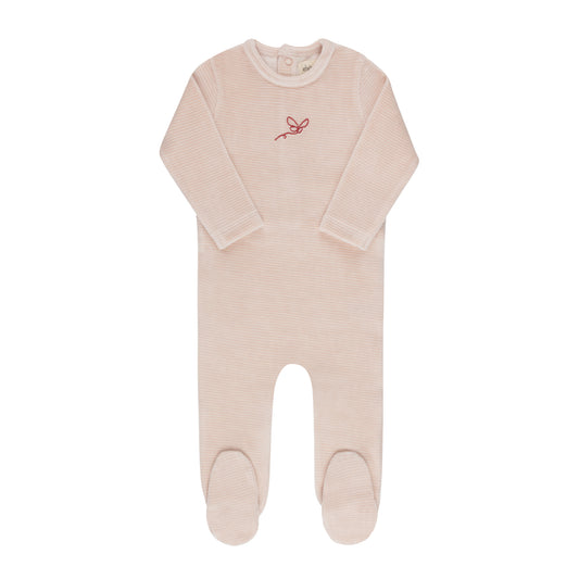 Ely's and Co Light Pink Velour Stripe Collection Footie