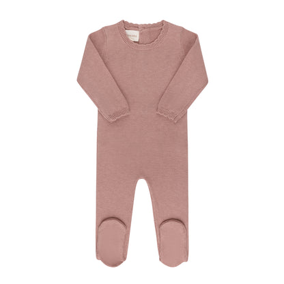 Looms Mauve Cable Pointelle Flat Knit Footie