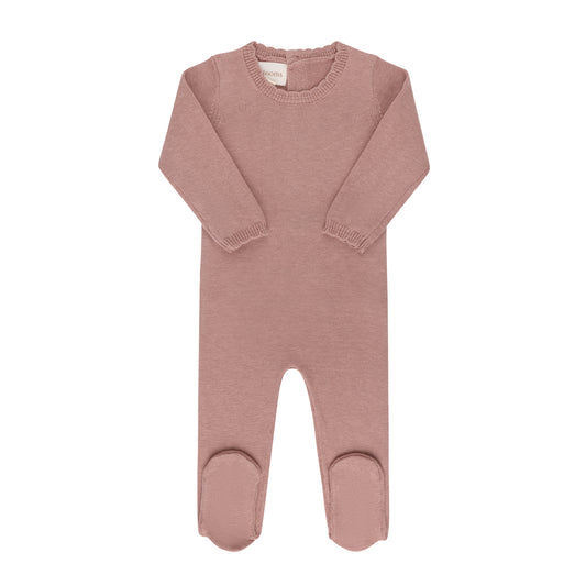 Looms Mauve Cable Pointelle Flat Knit Footie