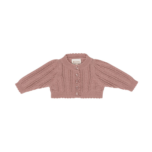 Looms Mauve Cable Pointelle Cardigan