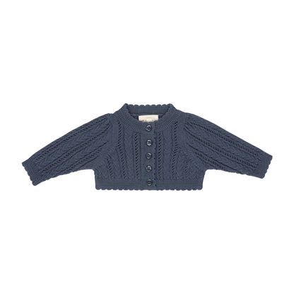 Looms Blue Cable Pointelle Cardigan