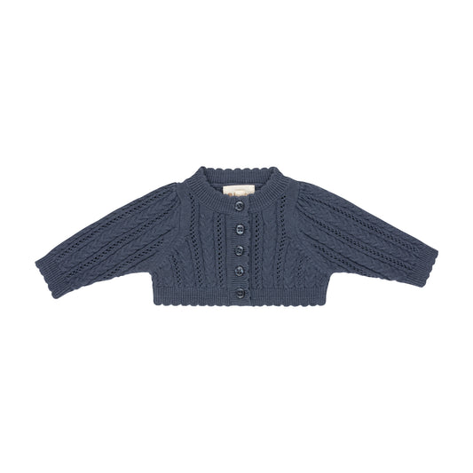 Looms Blue Cable Pointelle Cardigan