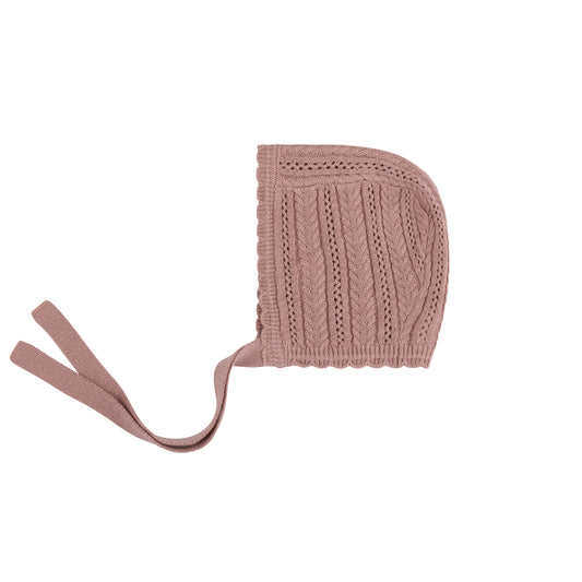 Looms Mauve Cable Pointelle Bonnet