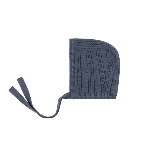 Looms Blue Cable Pointelle Bonnet