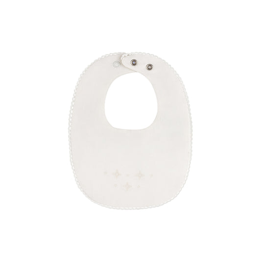 Ely's and Co Ribbed Embroidered Collar Collection- Ivory Boy Bib