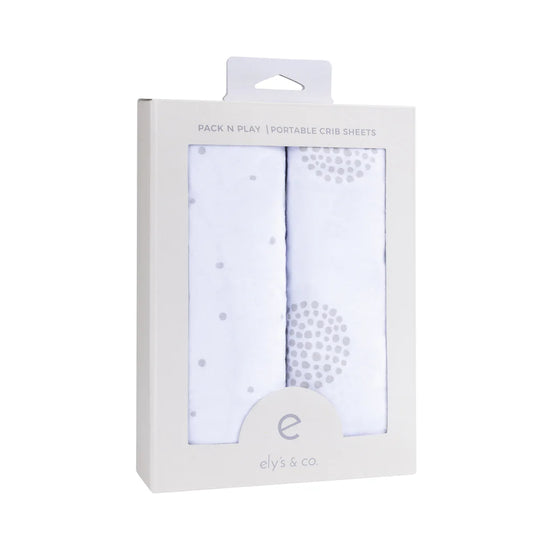 Ely's and Co Pack n Play Sheet 2 Pack Grey Dottie