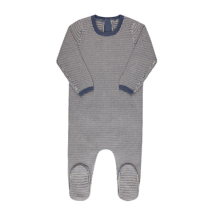 Looms Blue/Ivory Thin Stripe Footie