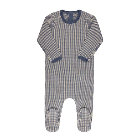 Looms Blue/Ivory Thin Stripe Footie