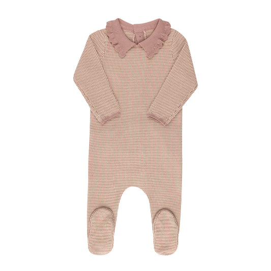 Looms Pink/Ivory Thin Stripe Footie