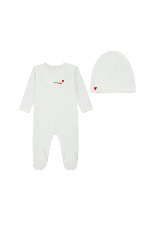 Noggi Layette Patch Footie + Beanie Girl