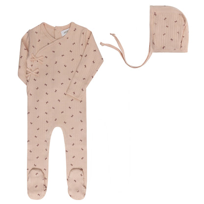 Aurora Bow Pattern Collection Footie Set- Pink