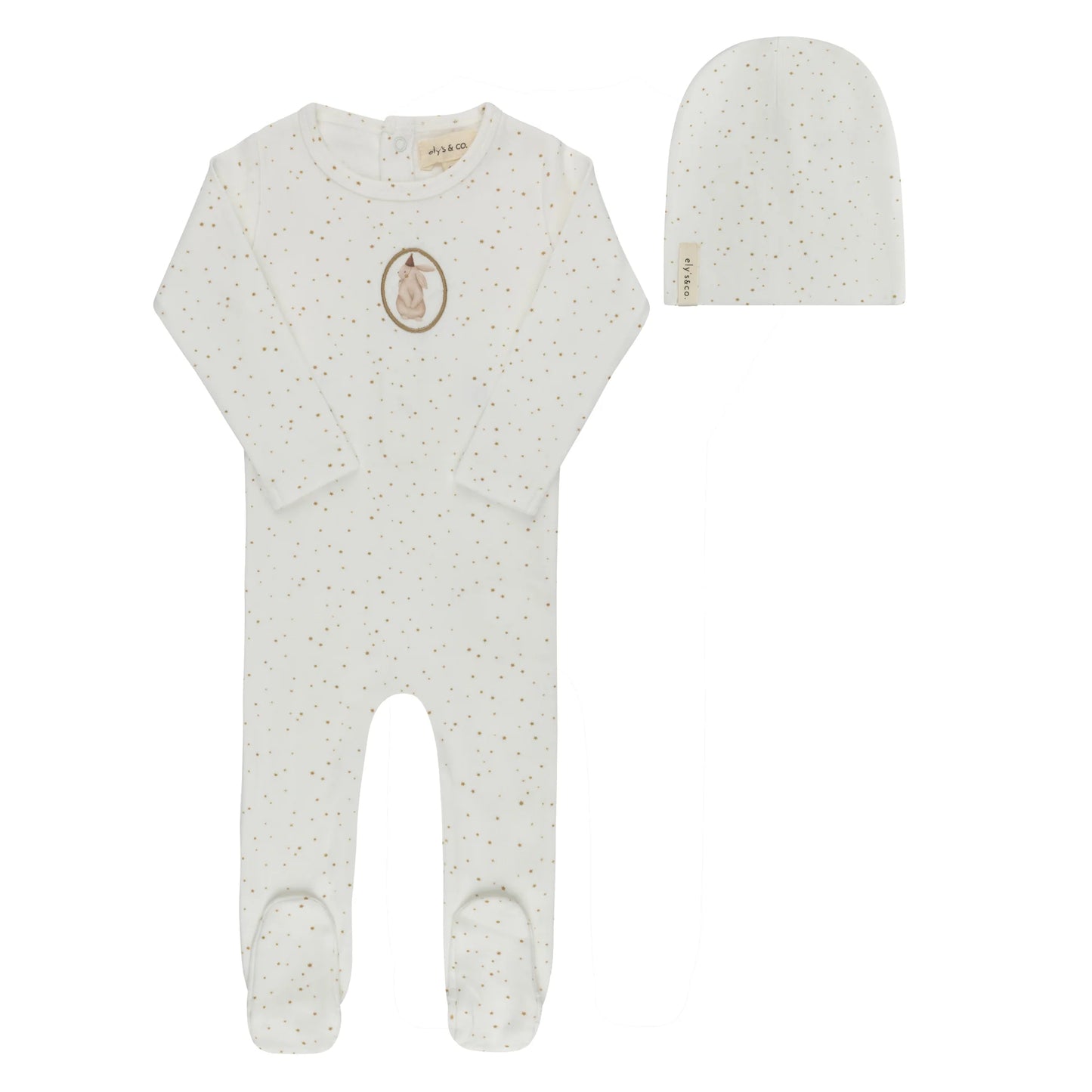 Ely's and Co Cotton Bunny Collection Footie Set - Ivory Tan