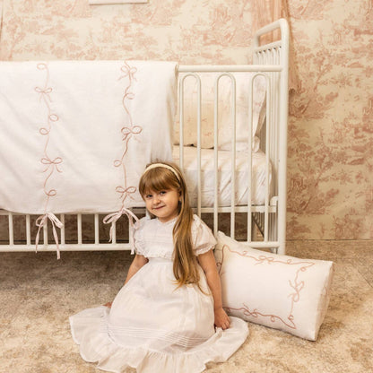 Petite Belle Lafayette Pink Lace Embroidered Crib Set: Standard Crib