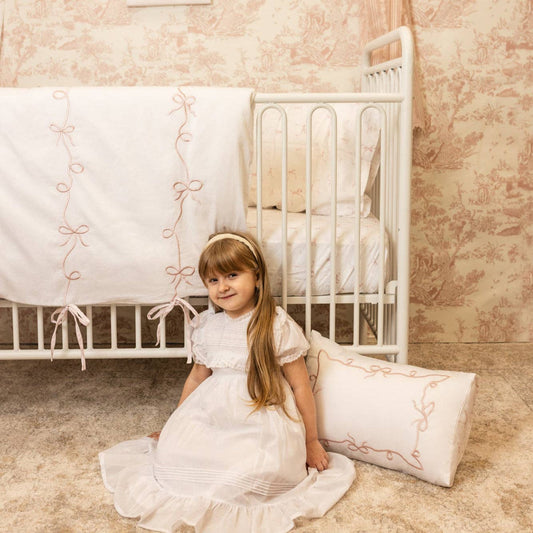 Petite Belle Lafayette Pink Lace Embroidered Crib Set: Standard Crib