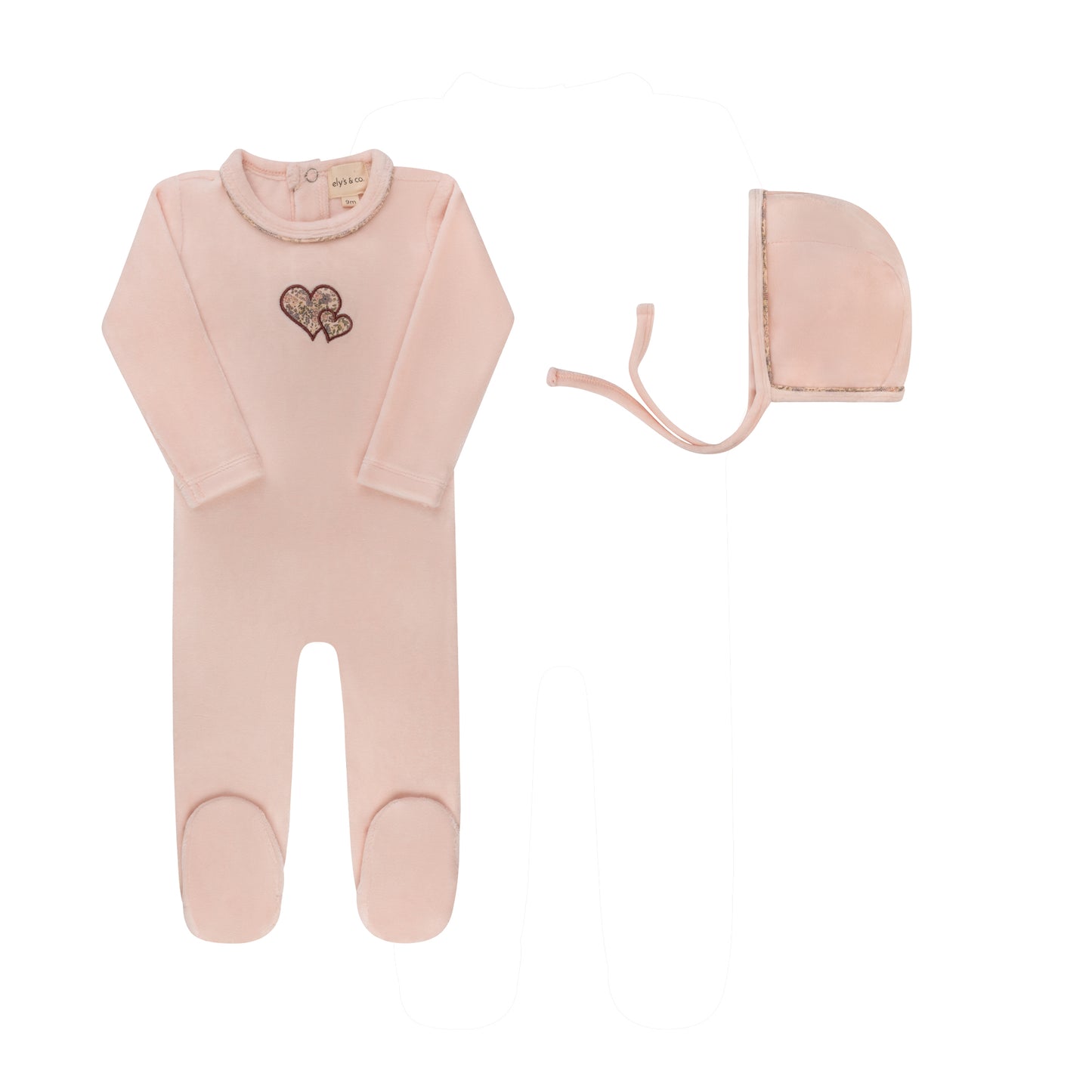 Ely's and Co Embroidered Liberty / Berry Footie Set-Pink