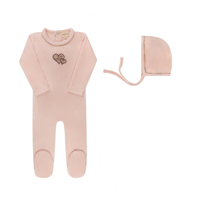 Ely's and Co Embroidered Liberty / Berry Footie Set-Pink