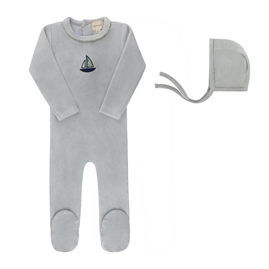 Ely's and Co Embroidered Liberty / Berry Footie Set-Blue