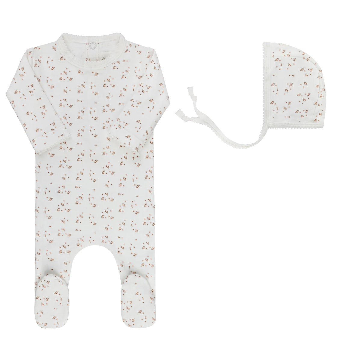 Aurora Floral Leaf Collection Footie Set - Ivory Girl