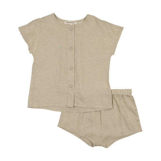 Ann of Nan Oak Boys Bloomer and Shirt Set-Oatmeal