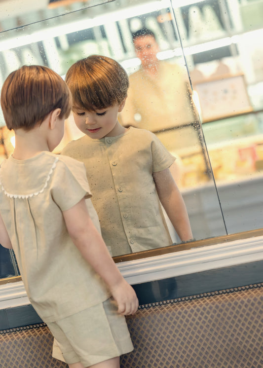 Ann of Nan Oatmeal Oak Boys Crewneck Set