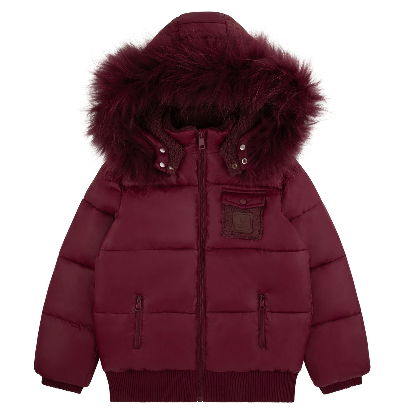 Bondoux Leather Patch Sherpa Pocket Plum Jacket