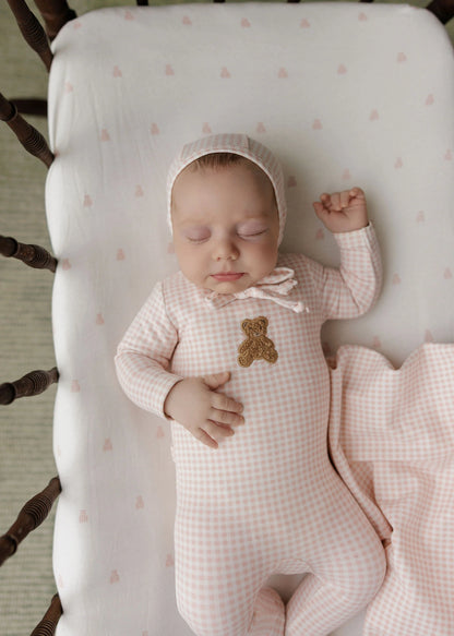 Ely's and Co Gingham Teddy Layette Set- Pink