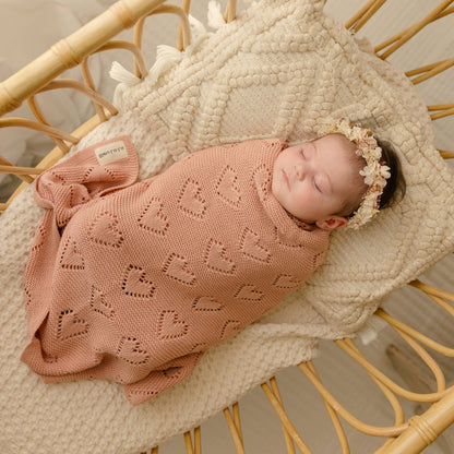 Bleu La La - 100% Luxury Cotton Receiving Swaddle Baby Blanket Pink