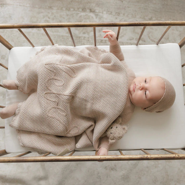 Peluche Scalloped Mélange Bebe Blanket - Taupe