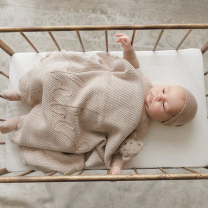 Peluche Scalloped Mélange Bebe Blanket - Taupe