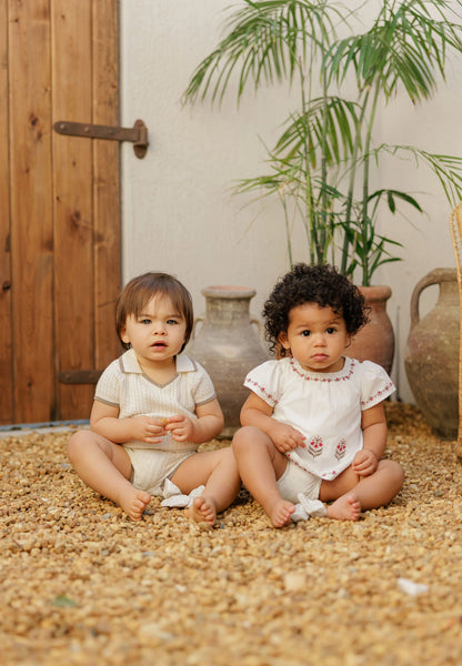 Looms  Embroidered Trim Collection Knit Trim Set - Taupe/Ivory