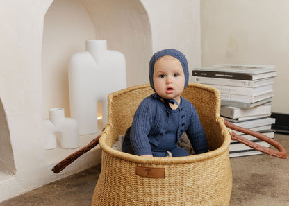 Looms Blue Cable Pointelle Bonnet