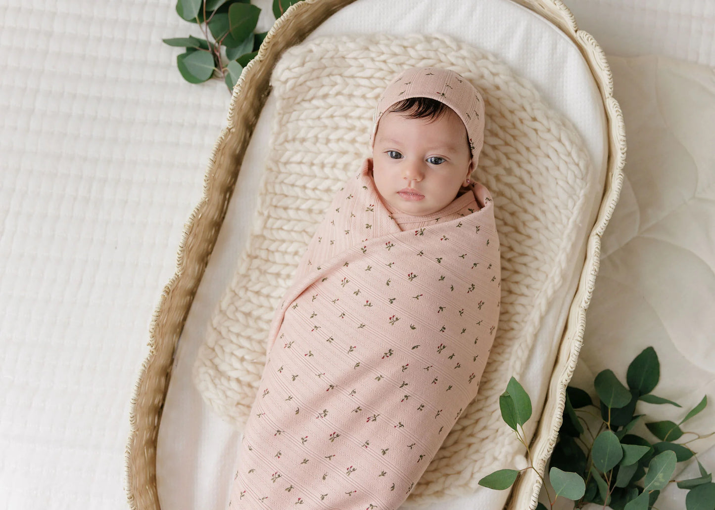 Ely's and Co Floral Pointelle Collection Footie Set- Pink