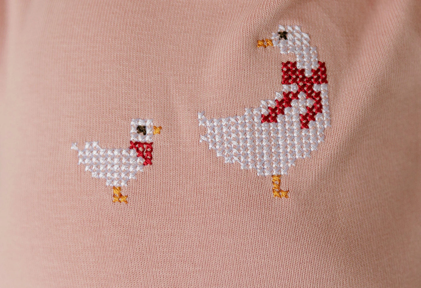 Ely's and Co Cross Stitch Duckling Collection Footie- Pink