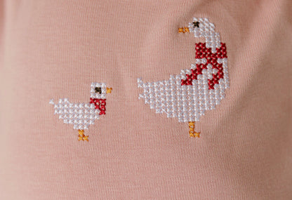 Ely's and Co Cross Stitch Duckling Collection Footie- Pink