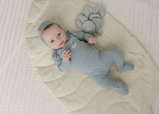 Ely's and Co Cross Stitch Duckling Collection Footie - Blue