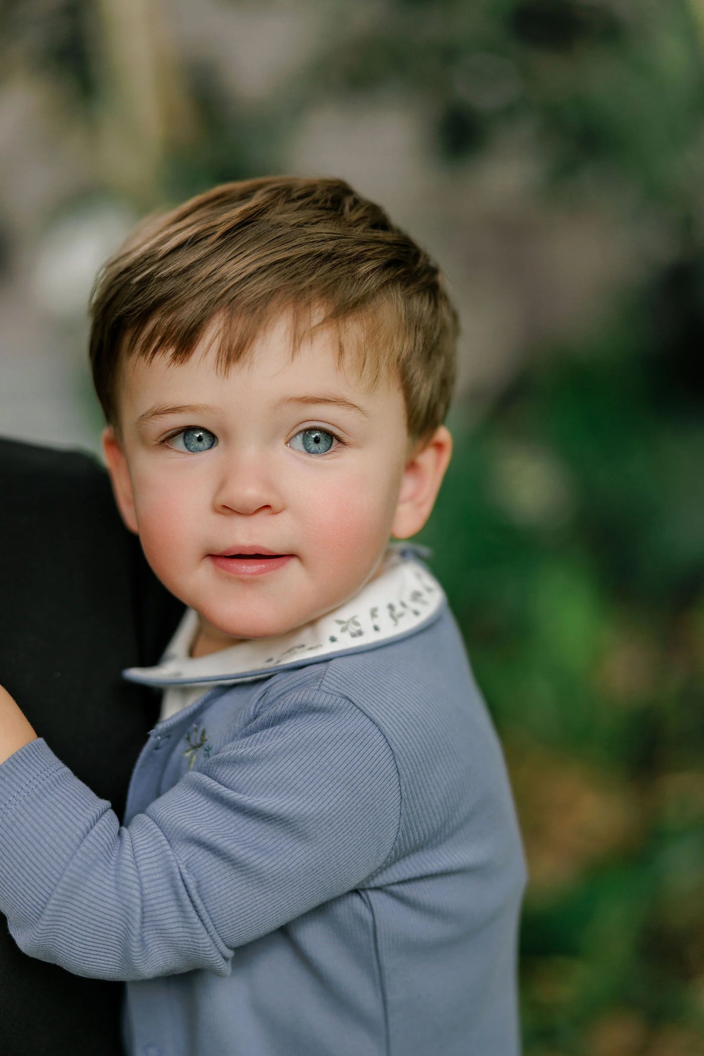 Ely's and Co Floral Embroidered Collar Collection Overall and Cardigan Set - Ivory Blue