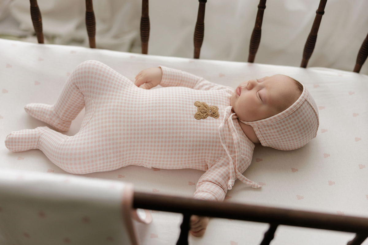 Ely's and Co Gingham Teddy Footie - Pink