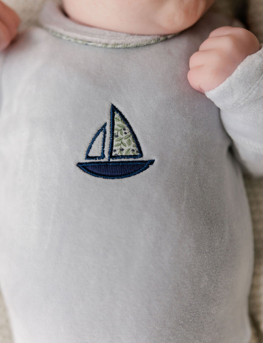 Ely's and Co Embroidered Liberty / Berry Layette Set-Blue