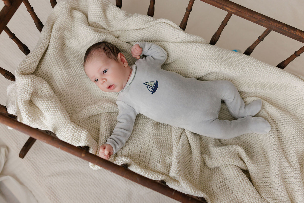 Ely's and Co Embroidered Liberty / Berry Layette Set-Blue