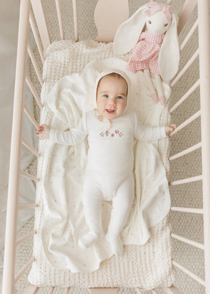 Mon Tresor Embroidered Garden Girls Footie Set