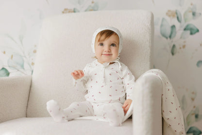 Aurora Bow Pattern Collection Footie Set- Ivory Red