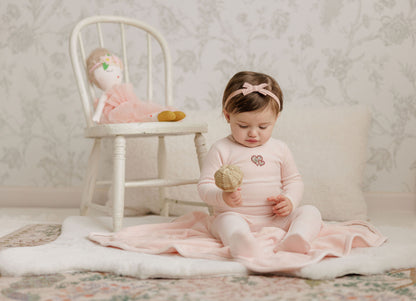 Ely's and Co Embroidered Liberty / Berry Footie Set-Pink