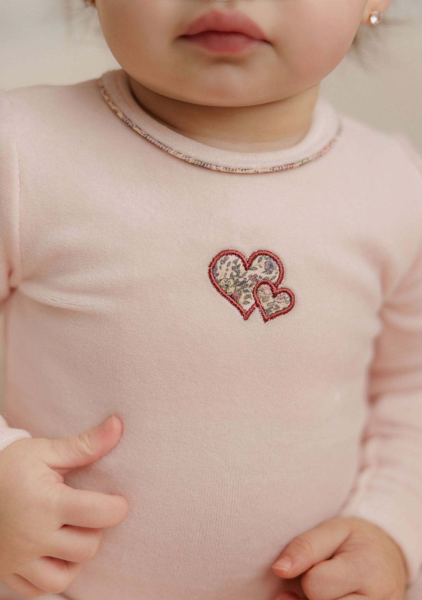 Ely's and Co Embroidered Liberty / Berry Footie Set-Pink
